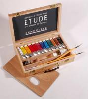 Coffret en bois d'huile étude Sennelier