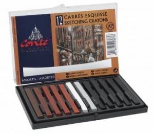 Coffret de 12 carrés esquisse gris