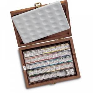 Coffret en bois Schmincke aquarelles 48 1/2 godets