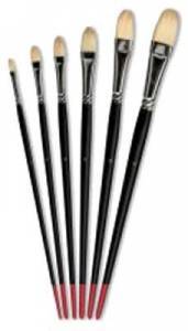 Lot de 6 brosses en soies de porc pointe langue de chat