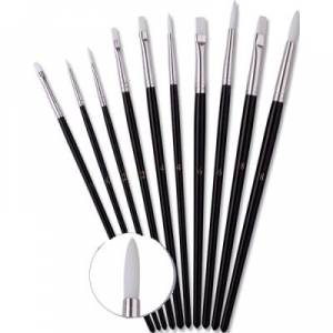 Lot de 10 pinceaux hobby en fibres synthétiques