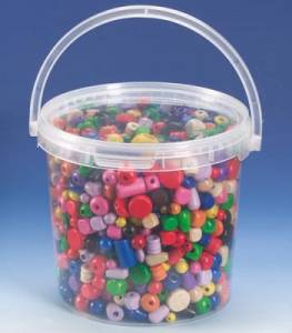 Mélange de perles en bois colorées