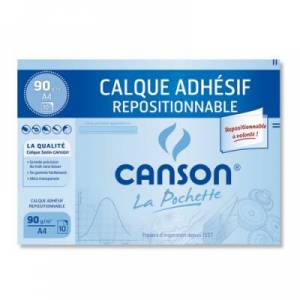 Pochette calque adhésif repositionnable 90 g/m²
