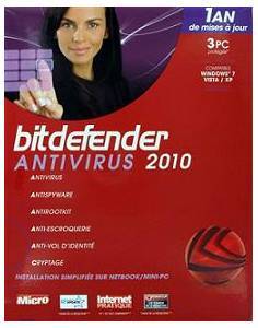Logiciel antivirus : BitDefender Antivirus 2010 (3 postes / 1 an)