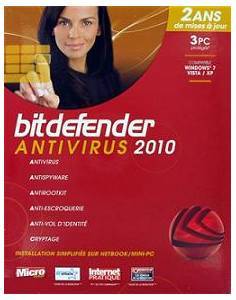 Logiciel antivirus : BitDefender Antivirus 2010 (3 postes / 2 ans)